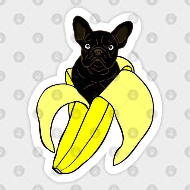 banana black french bulldog doodle Sticker by FandomizedRose
